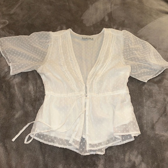 Abercrombie & Fitch White Sheer Blouse - Picture 2 of 4